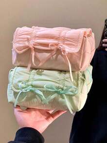 Valentine's Day1pc Fashion Ballerina Bow Design Pull-Out Pencil Case, Large Capacity Desktop Flip-Top Pencil Box, Suitable For Storing Pens, Erasers, Pencils, Markers And Other Stationery, Can Also Hold A Water Bottle On The Side. Suitable For School, Tutoring Classes, Office, Elementary And Middle School Students, Boys And Girls, Office Workers, Also A Great Back-To-School Gift. Back To School Season, School Supplies, Pencil Case, Backpack - 彩色 - 查看 4