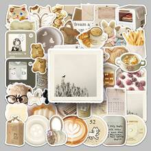 50pcs Oat Latte Series Stickers For Phone Case, Stationery, Notebook, Laptop, Skateboard, Water Bottle, DIY Decoration, Graffiti