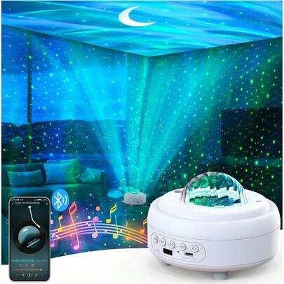 HAWTGalaxy Projector With Bluetooth Speaker Night Light Star Projector For Bedroom 8 Modes Northern Lights Aurora Projector With Moon Mood Ambient Lighting For Adults Room Cord Powered