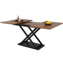 Dining Tables - Walnut+Black + MDF+Metal - View 8