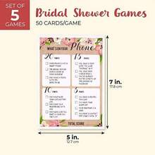 Floral Bridal Shower Games - Set of 5 Games, Wedding Game Cards Pack and Party Supplies, Including Marriage Advice, Bingo, How Well do You Know Bride, 50 Sheets Each Game, Pink, 5 x 7 Inches(default) - Multicolor - Ver 4