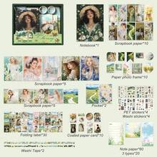 ScrapbooFKing Supplies Kit, Vintage People Aesthetic Scrapbook Kit, Junk Journal Supplies With Scrapbook Paper, Scrapbook Stickers, A6 Grid Notebook, Stationery, Journaling Supplies For DIY Art Craft,FirstLightofTheMorning - 清晨的第一道陽光 - 查看 3