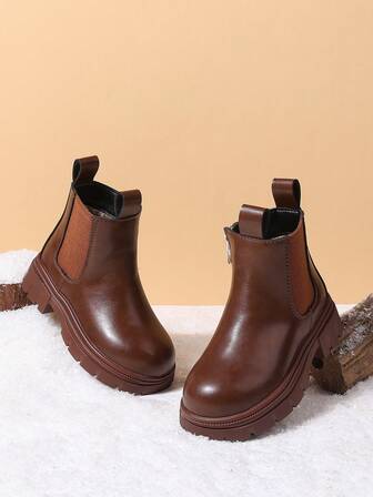 1 Pair Children's Warm Boots, Girls Casual High-Top Thermal Lined Anti-Slip Boots For Everyday Wear, Autumn/Winter