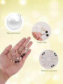 12/6/4/1 pièce/Set Clips pour hijab musulman, épingles à hijab décorées de perles, broche anti-glissement, foulard, châle, épingle fixe pour femme, clip pour foulard, broche de mode en perle, accessoires de bijoux pour femme - Multicolore - Voir 5