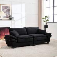 A Modern, Simple Double Sofa With A Feather Bed. One Pillow Is All You Need; It's Cozy Yet Spacious And Roomy For The Living Room/Bedroom/Office. Black - Black - View 5