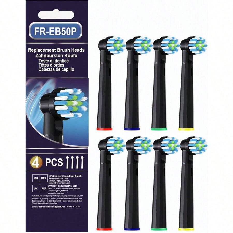 XZGB Replacement Heads Compatible With   Pro 1000 Genius X Smart 1500 Electric Toothbrush 8 Pcs Precision Brush Heads Refills Compatible With Oral B Black - 8Black - 查看 1