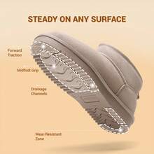 Women Faux Fur Lining Water Resistant Warm Snow Boots,Genuine Suede Winter Mini Boots Slip On Memory Foam Comfortable Holiday Commuting Khaki Ankle Booties - Màu Khaki - Xem 5