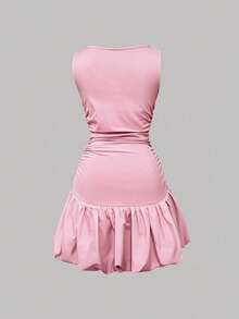 DEAR MOLLY 女士优雅无袖圆领红色短裙，可叠穿作为晚礼服，是外出、派对、约会的完美之选，粉色系，春日气息浓郁。 - 粉色 - 查看 5