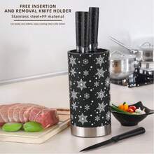 收纳刀架 - 创意自由插入式圆柱形厨房用具刀架 - 黑與白 - 查看 1