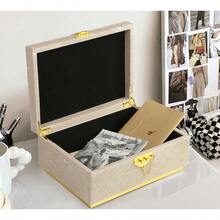 HAWTElegant Faux Leather Decorative Box Storage Jewelry Box Organizer Large Dresser Cosmetic Organizer Holder Classic Jewelry Accessory Organizer 11x8x4.8 Inches Light Grey - LightGrey - View 4