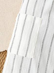 idolCat Boys' Casual Striped Trousers With Teddy Bear Patches For Fall Daily Wear - White - View 7