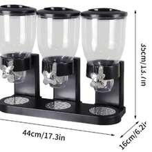 6L Triple Dry Food Dispenser - Countertop Cereal Container Dispenser For Kitchen - Black - View 2