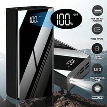 50000mAh Large Capacity Mobile Power Bank With Lighting/LED Power Display/Multiple Type-C/Micro/USB Ports, Can Quickly Charge Mobile Phones/Electronic Products And Other Devices, Portable Emergency Power Supply Device For Outdoor Travel, Gift(5*10000mAh) - Black-50000mAh - View 1