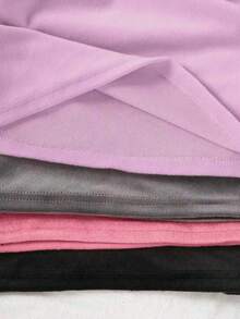 4 sztuki dziewczęcego, uniwersalnego, jednokolorowego golfu, warstwa bazowa, jesień/zima - Wielokolorowe - Zobacz 5