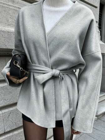 女士纯色羊毛毡外套，适合新年和感恩节穿着