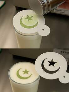 1 pieza Molde de hornear personalizado, Plantilla en forma de media luna y estrella personalizada, Patrones o texto personalizables, Reutilizable, Molde para decorar pasteles y tartas de Ramadán, Molde para cacao en polvo y azúcar glass, Apto para postres de Iftar, Repostería de Oriente Medio e ideas de regalo con ambiente festivo - Colores personalizados - Ver 4