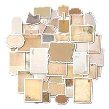 JIEYAO 80 Pcs Vintage Scrapbook Paper Stickers, Retro Label Stickers For ScrapbooFKing, Aged Writing Paper Stickers Aesthetic Junk Journal Supplies Aesthetic Stickers In Brown Tones For DIY Crafts,Brown - Brown - View 1