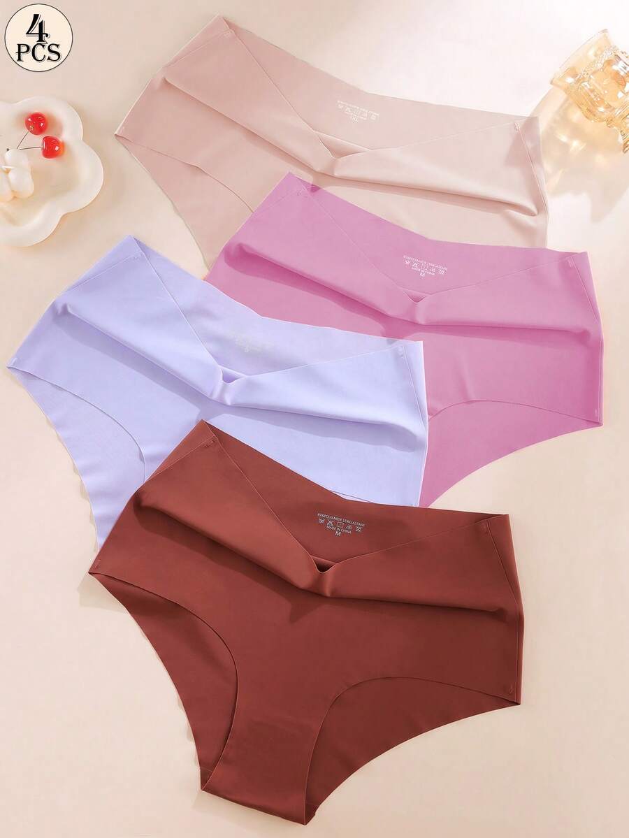 Aofeiqike 4pcs High Waist Seamless Comfortable Breathable Cool Stretch Smooth Briefs