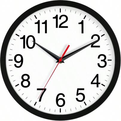 HAWTWall Clock Modern 10 Inch Black Battery Operated Silent Non Ticking Analog For Living Room Office Home Bedroom Kitchen Bathroom