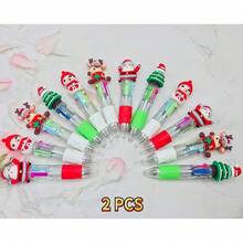 2pcs 4-In-1 Mini Christmas Multi-Color Ballpoint Pens, Cute Cartoon Pens, Bulk Retractable Ballpoint Pens, Suitable For School, Home, Office, Stationery, Or As A Fun Gift For Classmates, Christmas Gifts, Stocking Stuffers For Adults, Pens, Stocking Stuffers For Women, Pens, Stocking Stuffers, Stocking Stuffers For Adults, Cute Pens, Stocking Stuffers - ngẫu nhiên - Xem 7