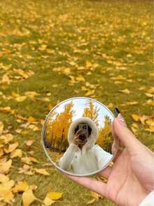 1个便携式凸面圆镜，圆形广角镜 - 化妆镜，适用于卧室、客厅、户外、旅行摄影，无需电源，无羽毛装饰，自拍道具 - 彩色 - 查看 1