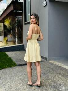 Sophisticated Ayla Short Dress - Yellow - View 3
