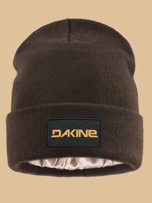 1顶加厚针织帽，轻便保暖，男女通用，适合通勤上班，“DAKINE”黄色Logo设计，弹性无缝针织帽，保护耳朵，简约骷髅头造型，适合徒步、滑雪、户外活动，冬季馈赠亲友的理想之选 - A - 查看 8