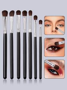 7pcs Animal Hair Professional Eye Makeup Brush Set, Soft Hair Eye Detail Brush, Nose Contour Brush, Highlighter Brush, Portable Blending Makeup Brushes, Beauty Tools,Brush Set,Makeup Brush Kit,Make Up Brush Set,Make Up Set Complete,Makeup Brush Set,Complete Makeup Kit,Brush Kit,Brushes Makeup Set,Makeup Gift Set - Black - View 8