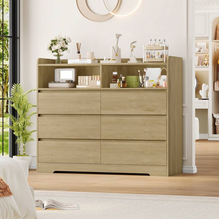 Bedroom Chest Of Drawers, White, Bedroom Chest Of Drawers With Six Drawers, White, Bedroom Chest Of Drawers For Adults, Bedroom Storage, Modern, Wood, 120 X 40 X 100 Cm - 黃色 - 查看 1