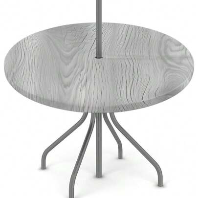 Mantel redondo ajustado de madera vintage con orificio para sombrilla y cremallera oculta, mantel de mesa para exteriores, cubierta de mesa elástica, protector de mesa impermeable para patio y jardín (45''-56''), Medio, Madera Vintage