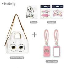 Harry Potter Túi Hedwig - Bộ ba lô/túi đeo chéo cho bé gái kèm phụ kiện hình cú: Ví đựng thẻ, lược, kẹp tóc, thiết kế kiểu sinh viên, phù hợp cho đi làm, đi chơi, dự tiệc, Giáng sinh, Halloween, sinh nhật, món quà lý tưởng cho phụ nữ và các cô gái công sở - trắng - Xem 6