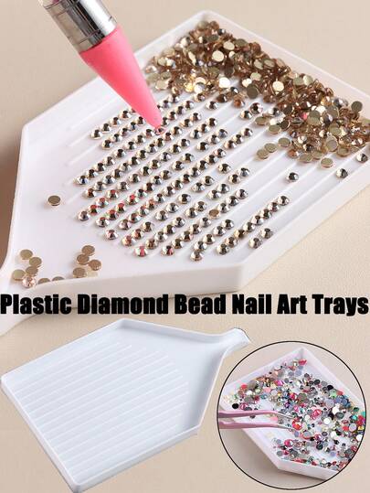 Plastic Diamond Nail Art Rhinestone Bead Organizer Tray | Rhinestone Bead Sorting & Storage Tray, DIY Craft Diamond Accessories Tool, Nail Salon Tool