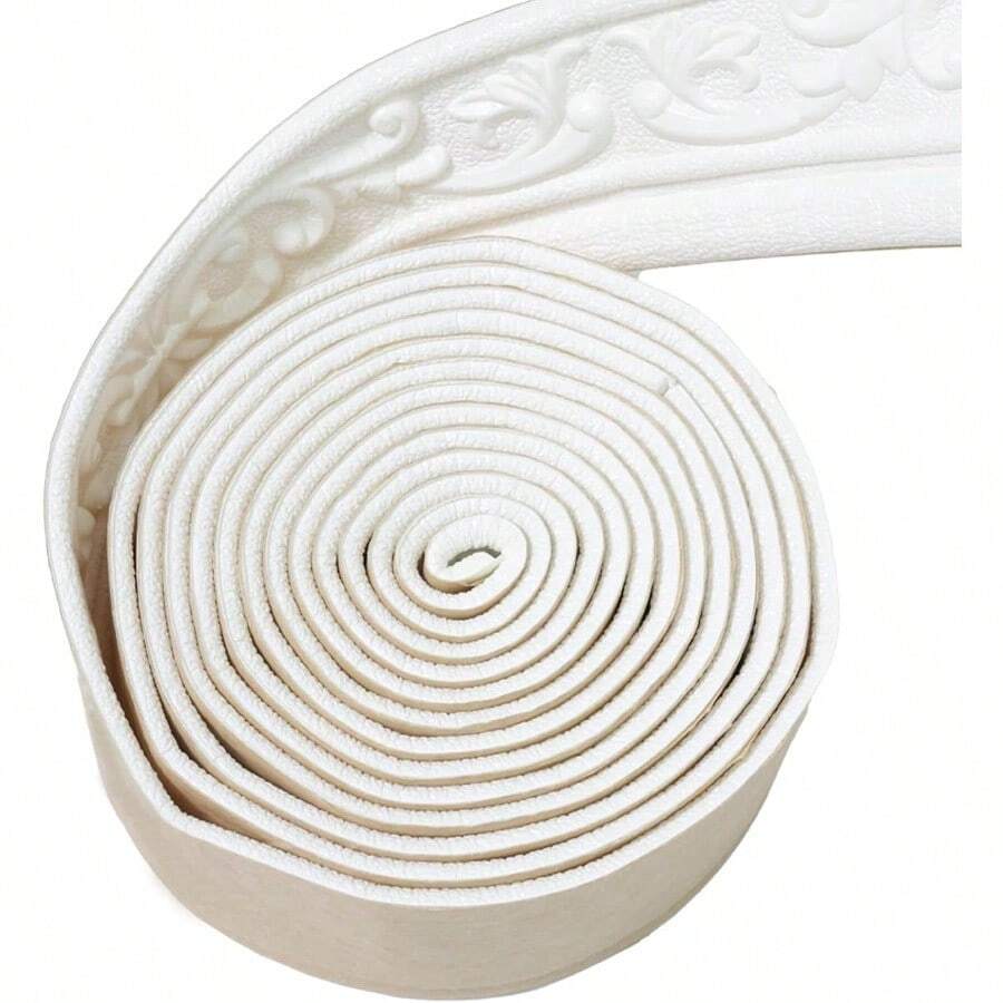 XZGB WAPANE 90" X 3.1" Peel Stick Foam Molding Trim Self Adhesive Crown Molding Wallpaper Border Flexible 3D Wall Edging Lines Foam Baseboard Wall Base Moulding Trim For Home Hotel DIY Decoration - 白色 - 查看 1