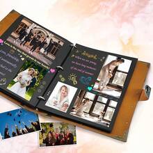 DIY Scrapbook Photo Album 60 Pages PU Leather Memory Photo Book 8.5x11 Inch, Vintage Family Scrap Book Travelling Journal Scrapbook ScrapbooFKing Kits Gift For Couples Anniversary Birthday,DarkBlue - 深藍色 - 查看 6