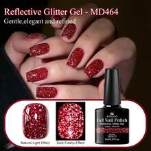 MSRUIOO 8件套反光闪粉凝胶指甲油，激光闪亮混合可卸指甲油，LED美甲油，美甲沙龙，耀眼光泽，闪亮效果，高光泽指甲油，固化指甲油，美甲师，DIY美甲 - 彩色 - 查看 3