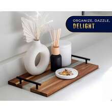 Visually Stunning Pearl White Resin + Acacia Wood Charcuterie Serving Board With Handles - 16x9 Serving Tray For Food, Breakfast In Bed, Coffee Table, Decor, Organization, Snacks, Patio, BBQ - White Resin - View 8