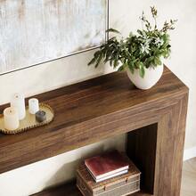 LITTLE TREE Mesa consola 120 x 30 x 83,5 cm, mesa de recibidor estrecha y larga con espacio de almacenamiento, para salón/sofá detrás, zona de entrada, madera/metal vintage, ahorra espacio para habitaciones pequeñas - Marrón - Ver 7