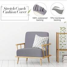 Newwiee 8Pcs Patio Cushion Covers Stretch Outdoor Cushion Cover Replacement For Patio Furniture Sofa Couch Slipcovers, Soft Flexibility Washable Furniture Protector(Waterproof Pure,Light Grey),One-Size,LightGreyWaterproofPure - 淺灰色防水純淨 - 查看 5