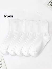 1/3/5 双装白色船袜，男女通用尺码 35-43，情侣袜 - 白色 - 查看 8