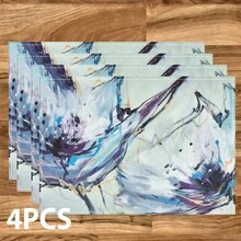 1/4/6/8/12 Stücke bunte bedruckte 2D-Muster Leinen waschbare Tischsets, schützende Tischsets für Innen-/Außengastronomie, geeignet für Feierlichkeiten, Küche