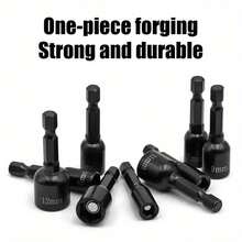 9pcs Metric New Shark Magnetic Nut Driver Kit, Metric Hex Socket Bits With 1/4" Hex Shank, Metal Black Jaw Adapter, Size 5mm-12mm - 9 Metric Units - View 9