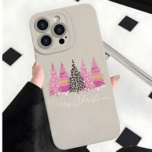 2026 nueva funda de teléfono esmerilada, funda de teléfono con diseño de árbol de Navidad y estampado de leopardo, diseño de Feliz Navidad para  17 15 Pro Max,  17 14 Pro,  17 13, protector de teléfono  Galaxy S23 S22 S21, funda de teléfono para parejas, regalo para él y ella, regalo de vacaciones - Negro - Ver 3