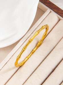 Bộ 2 vòng tay dây chữ X và nút thắt tre bằng thép không gỉ màu vàng, dùng hàng ngày, ngày lễ, quà tặng cho mẹ, bạn gái, bộ trang sức - vòng đeo tay - Xem 3