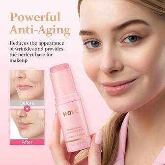 KOEC Bálsamo multiusos antiarrugas, bálsamo labial hidratante todo en uno, crema para ojos y cuello, base de maquillaje, cuidado de la piel con brillo acuoso