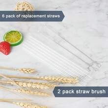 Plastic Straws Iceflow 30oz Tumbler,6 Pack Replacement Clear Straws With 2 PCS Straw Cleaner Brush, Reusable Straw 30 Oz Iceflow Cup (Clear, Iceflow 30oz) - 無色 - 查看 7