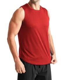 Men's Gym Tank Top Sleeveless Shirts For Men Fitness Workout Muscle Athletic Dry Fit Lightweight Tee Shirts - 紅色 - 查看 11