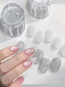 2-Color 10g White Gray Sugar Crushed Rhinestone Nail Powder,1Boxes DIY Nail Decoration Set With Glitter Perfect For Manicures And Pedicures, Nail Art Supplies | Glittery Nail Decor | Sparkling Nail Design, Nail Polish Art Nails - Multicolor - View 1