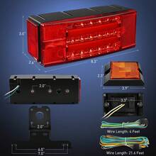 Kit Luces Led Remolque Traseras Laterales Calaveras Compacto, 2 Luces Led Rectangulares Sumergibles, Luces Traseras, Freno, Direccionales, Intermitentes Para 12 V, Utilitario, Barco, Caravana, Camiones, Motos - Multicolor - Ver 11