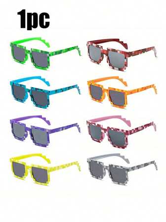 Vasos de mosaico personalizados, gafas de fiesta de píxeles 2D divertidas, gafas de colores pixeladas novedosas y divertidas, gafas de jugador geniales, para bares, mascaradas, fiestas rave - divertidos accesorios para fotos