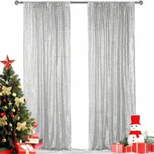 2 Packs Sequin Backdrop Curtain 2x8FT - Glitter Sparkling Photo Background & Room Curtains, Perfect For Christmas Decorations, Wedding Supplies, Halloween, 1/2pcs Graduation, Valentine's Day, Baby Showers, Engagement & Bachelorette Parties. Suitable For Home Décor (Living Room, Bedroom, Kitchen), Shower Curtains, Selfie Wall, Table Center Decor, Bridal Accessories & Events. Available In Multiple Colors, Sparkle Design Enhances Any Space – Ideal For Photography, Holiday Parties & Daily Room Decoration. - bạc - Xem 1